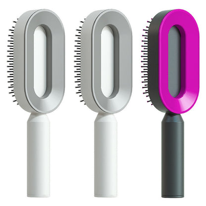 Self Cleaning Hair Brush For Women One-key Cleaning Hair Loss Airbag Massage Scalp Comb Anti-Static Hairbrush